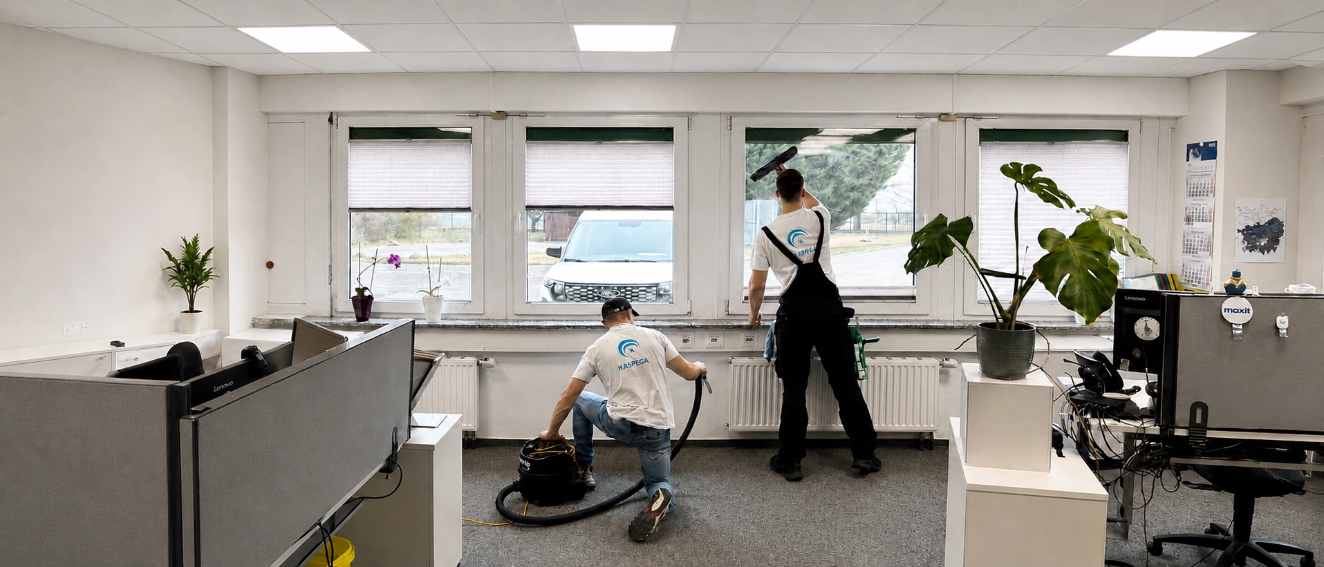 KASPEGA-Mitarbeiter bei der Büroreinigung